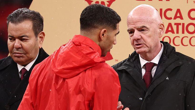 Morocco captain Achraf Hakimi and Fifa president Gianni Infantino
 