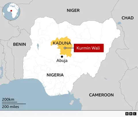 Map showing the location of Kurmin Wali in Nigeria.