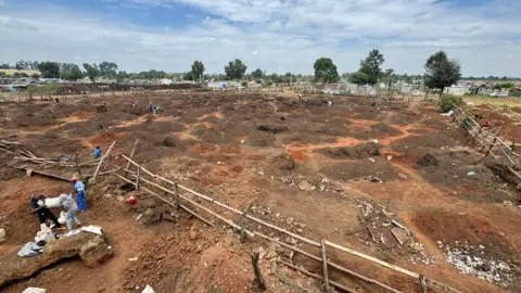 Thuthuka Zondi/BBC Lumps of dug earth in the cattle pen